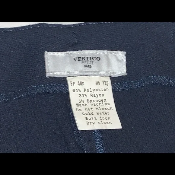 Vertigo Paris Navy Blue Dress Trousers with Silver Hardware Detailing (size 12P) - Picture 2 of 6